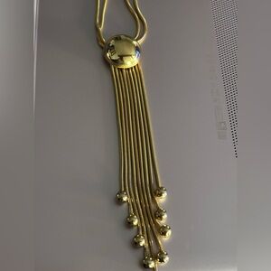 Vintage Gold Tone long Length Necklace w/Ball Dangles